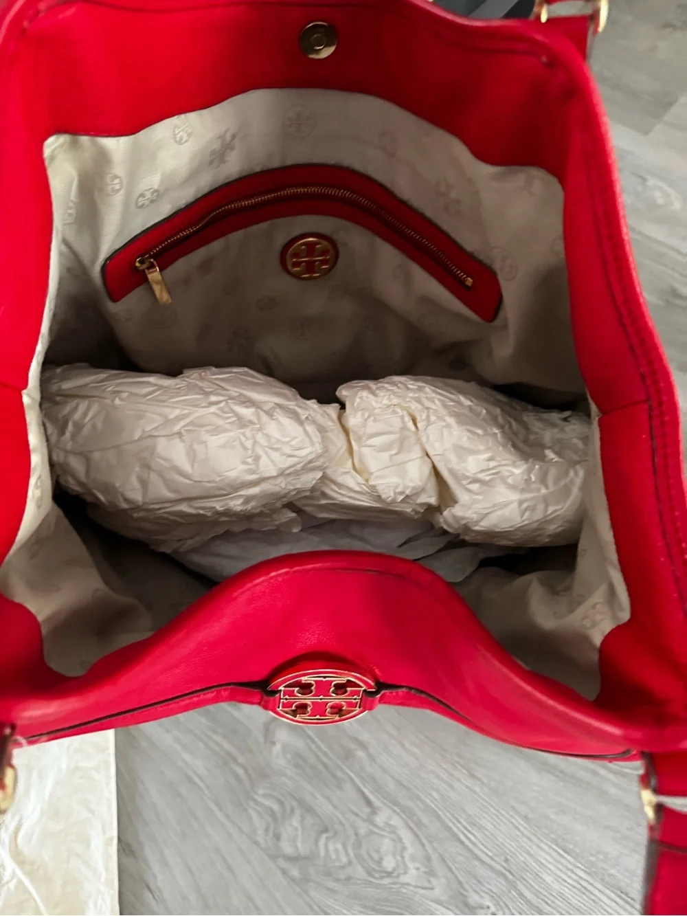 Tory Burch Red Leather Hobo Bag